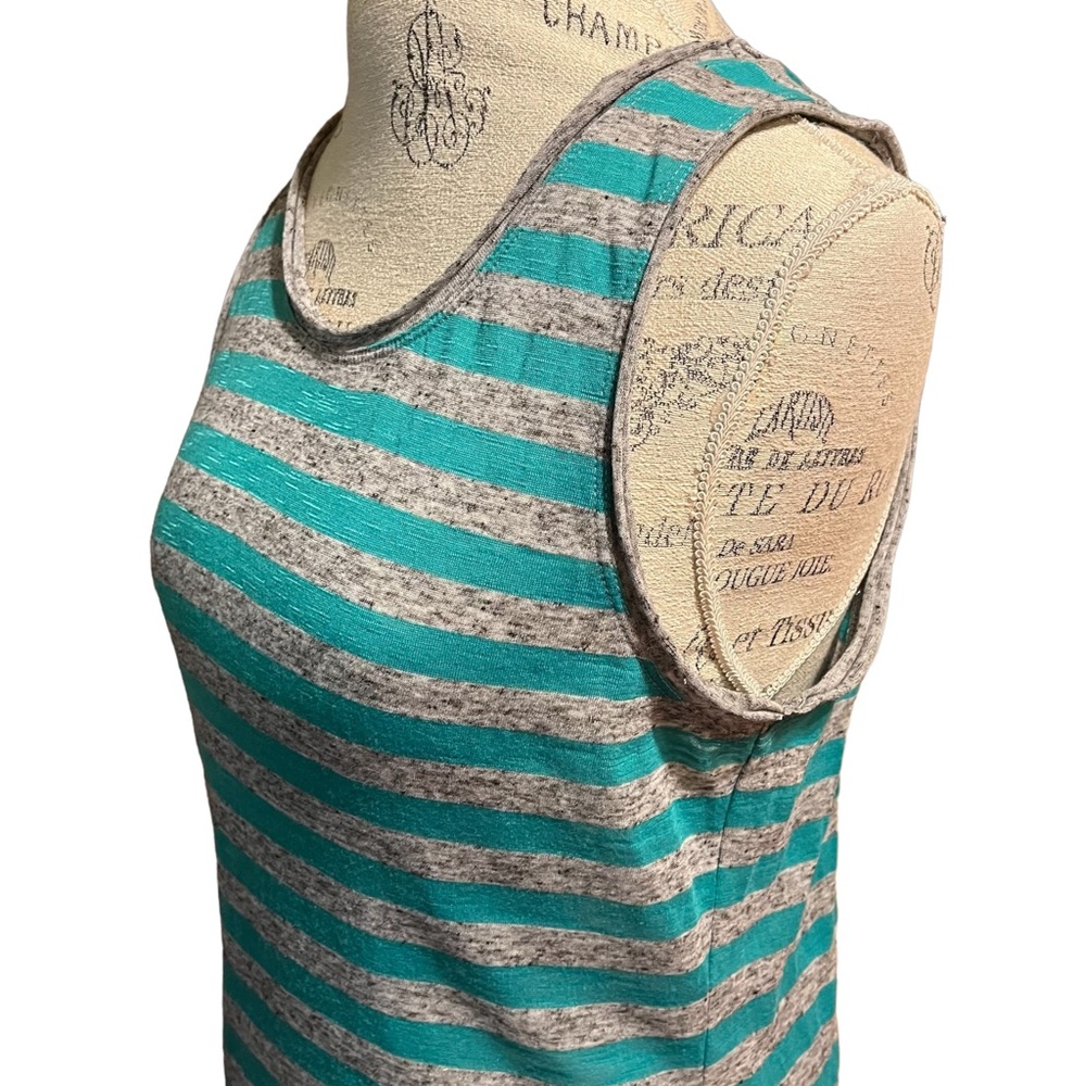 Poof Turquoise & Gray Striped Tank Top